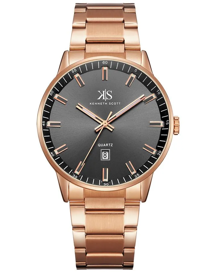 Kenneth Scott Men's Black Dial Analog Watch - K22010-RBKW