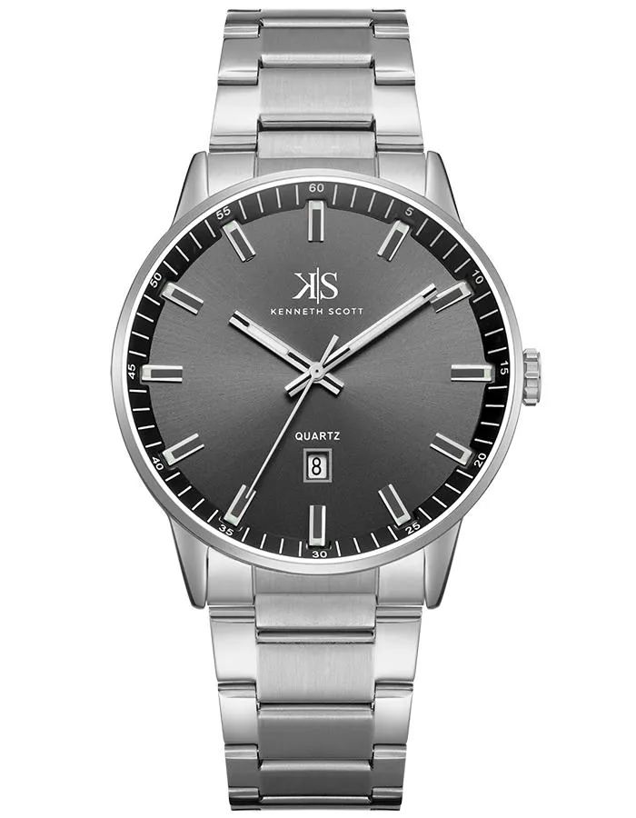 Kenneth Scott Men's Black Dial Analog Watch - K22010-SBSB