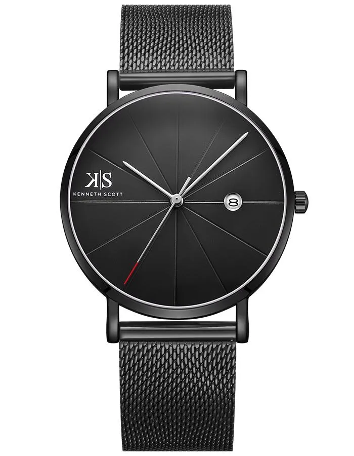 Kenneth Scott Men's Black Dial Analog Watch - K22013-BMBB