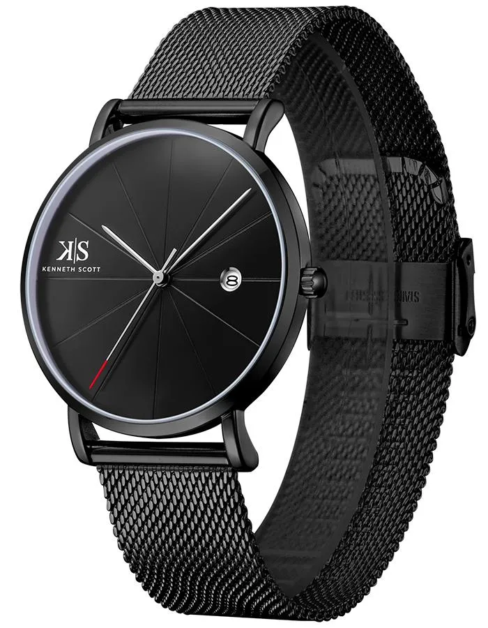 Kenneth Scott Men's Black Dial Analog Watch - K22013-BMBB