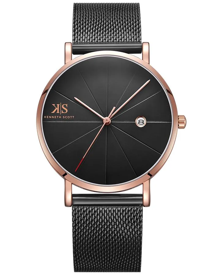 Kenneth Scott Men's Black Dial Analog Watch - K22013-KMBB