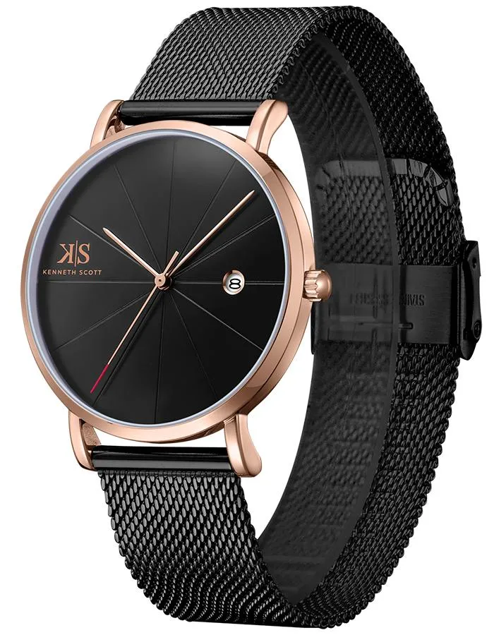 Kenneth Scott Men's Black Dial Analog Watch - K22013-KMBB