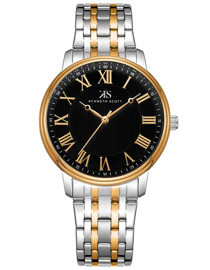Kenneth Scott Men's Black Dial Analog Watch - K22029-KBKB
