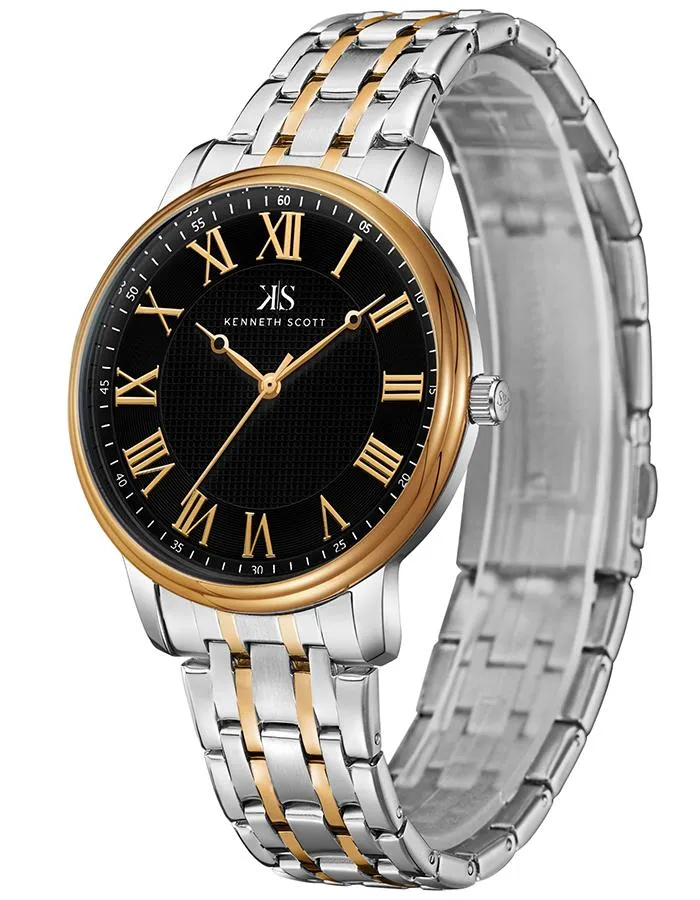 Kenneth Scott Men's Black Dial Analog Watch - K22029-KBKB