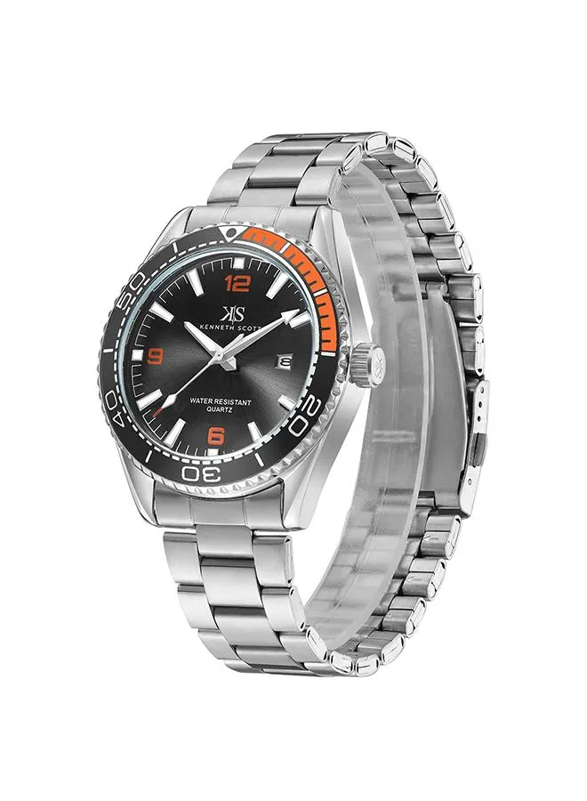Kenneth Scott Men's Black Dial Analog Watch - K23024-SBSB
