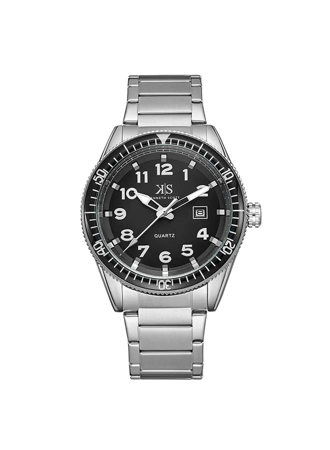 Kenneth Scott Men's Black Dial Analog Watch - K23028-SBSB