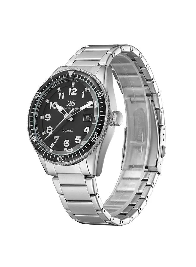 Kenneth Scott Men's Black Dial Analog Watch - K23028-SBSB
