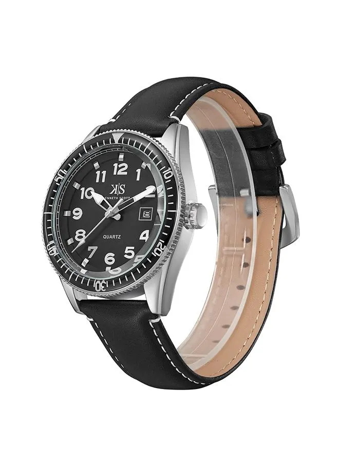 Kenneth Scott Men's Black Dial Analog Watch - K23028-SLBB