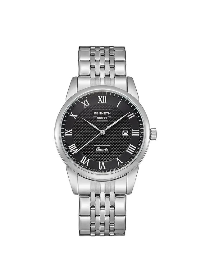 Kenneth Scott Men's Black Dial Analog Watch - K23030-SBSB