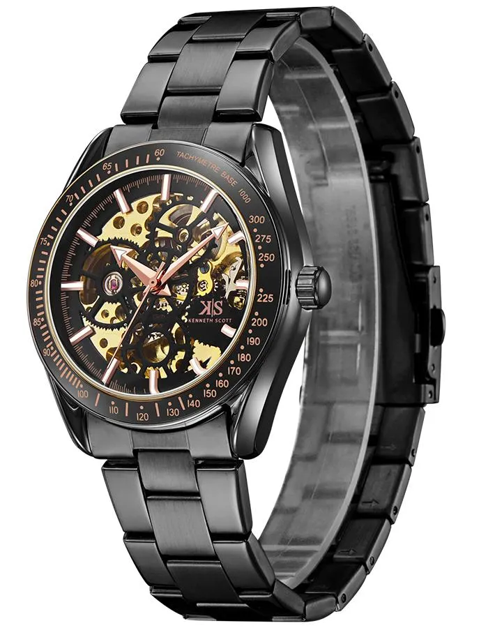 Kenneth Scott Men's Black Dial Mechanical Watch - K22312-BBBB
