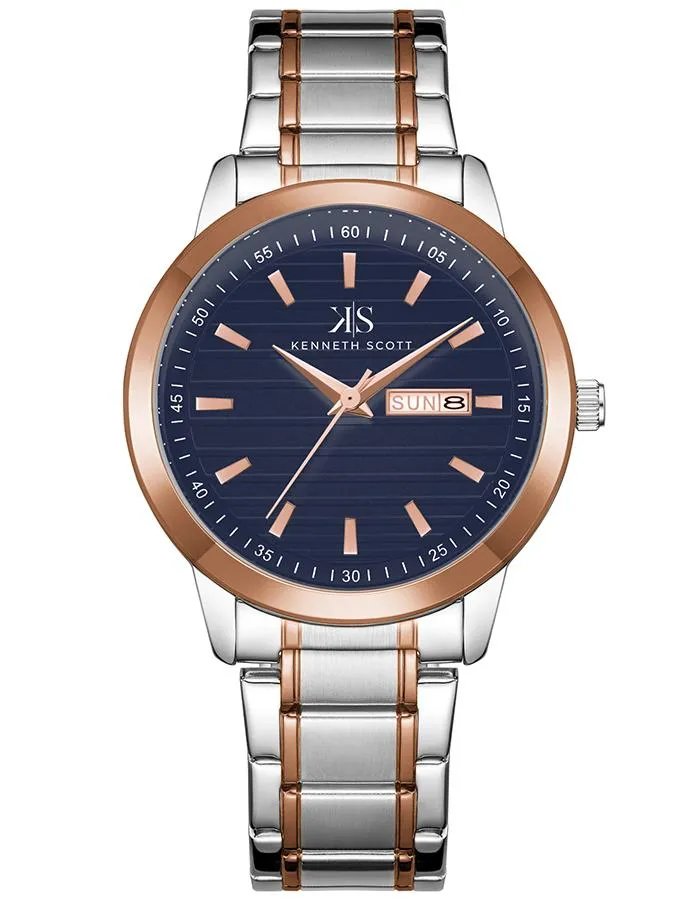 Kenneth Scott Men's Blue Dial Analog Watch - K22027-KBKN