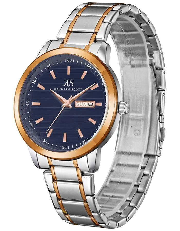 Kenneth Scott Men's Blue Dial Analog Watch - K22027-KBKN