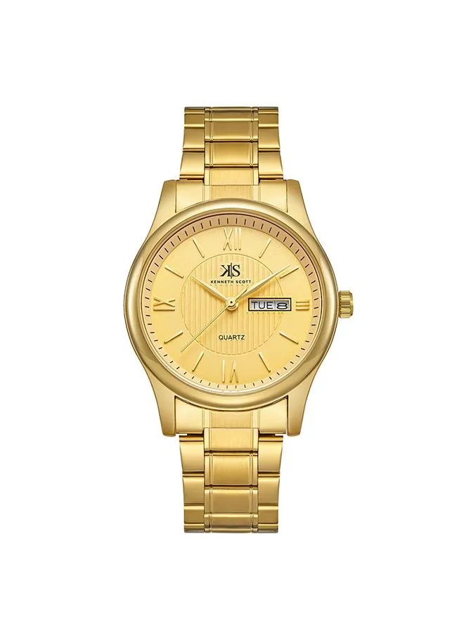 Kenneth Scott Men's Champagne Dial Analog Watch - K23029-GBGC