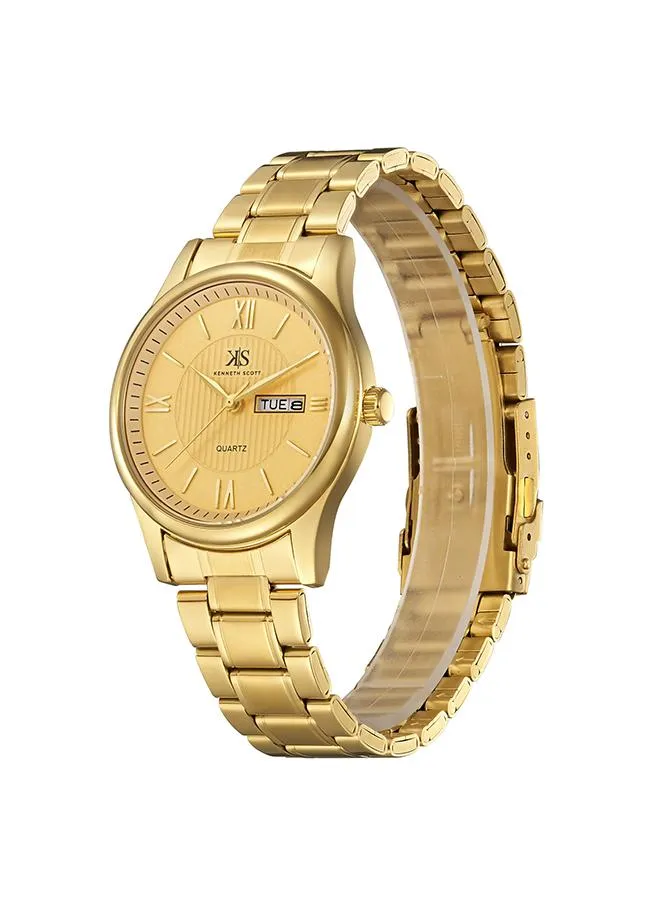 Kenneth Scott Men's Champagne Dial Analog Watch - K23029-GBGC