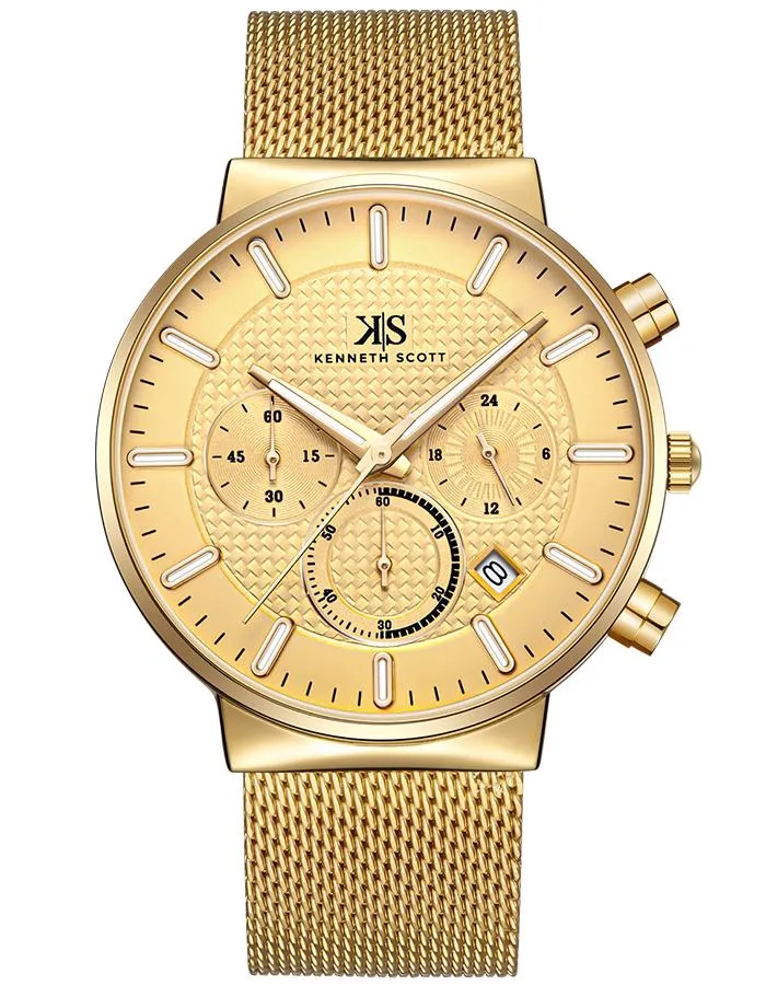 Kenneth Scott Men's Champagne Dial Multi Function Watch - K22133-GMGC