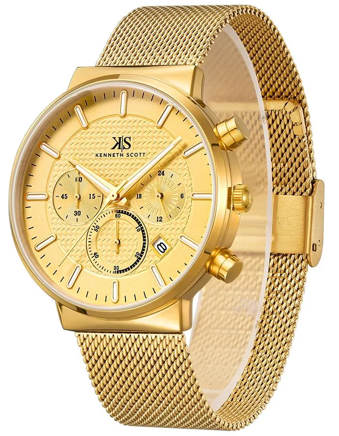 Kenneth Scott Men's Champagne Dial Multi Function Watch - K22133-GMGC