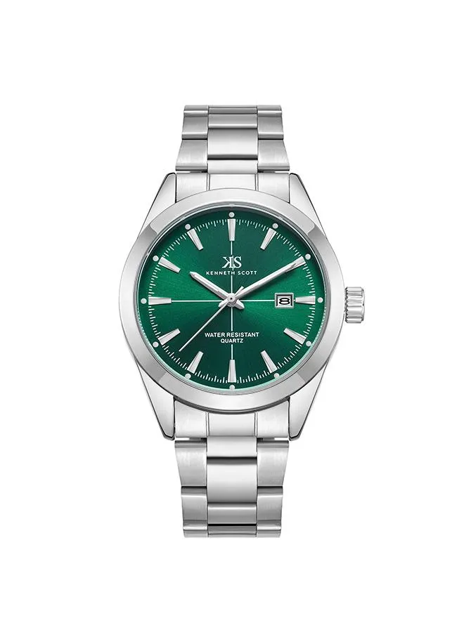Kenneth Scott Men's Green Dial Analog Watch - K23025-SBSH
