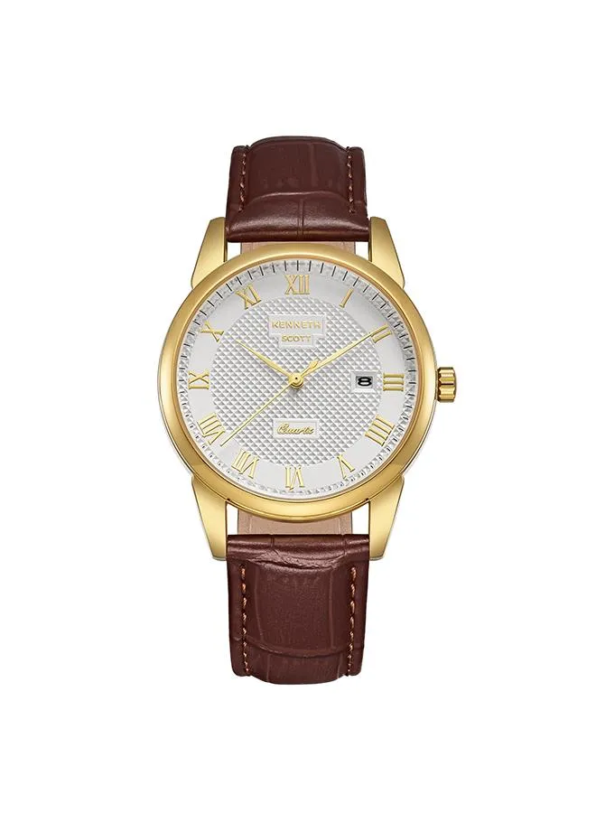 Kenneth Scott Men's Ivory Dial Analog Watch - K23030-GLDI