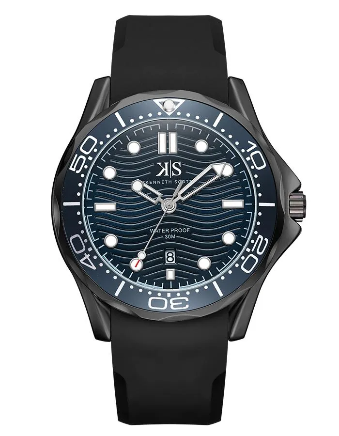 Kenneth Scott Men's Navy Blue Dial Analog Watch - K22009-BSBN