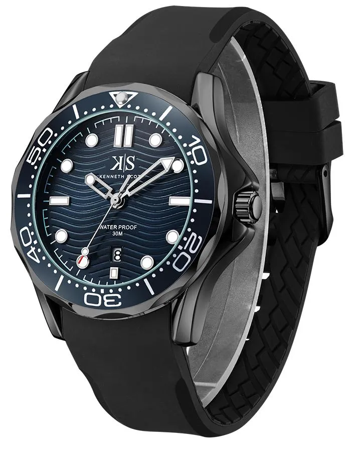 Kenneth Scott Men's Navy Blue Dial Analog Watch - K22009-BSBN