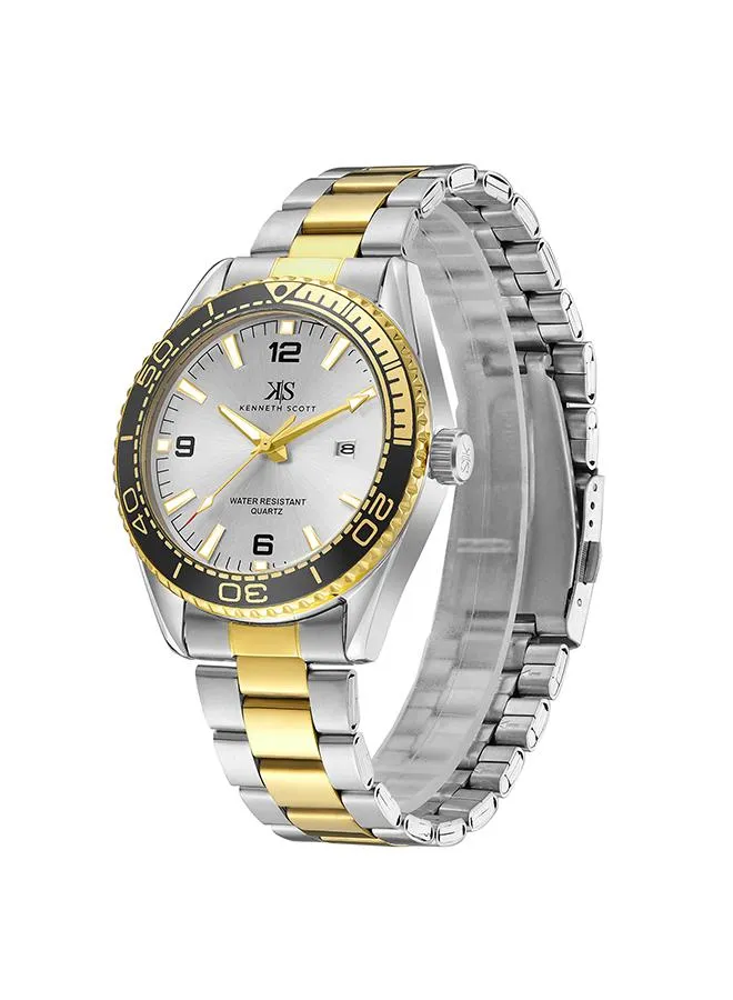 Kenneth Scott Men's Silver Dial Analog Watch - K23024-TBTSB