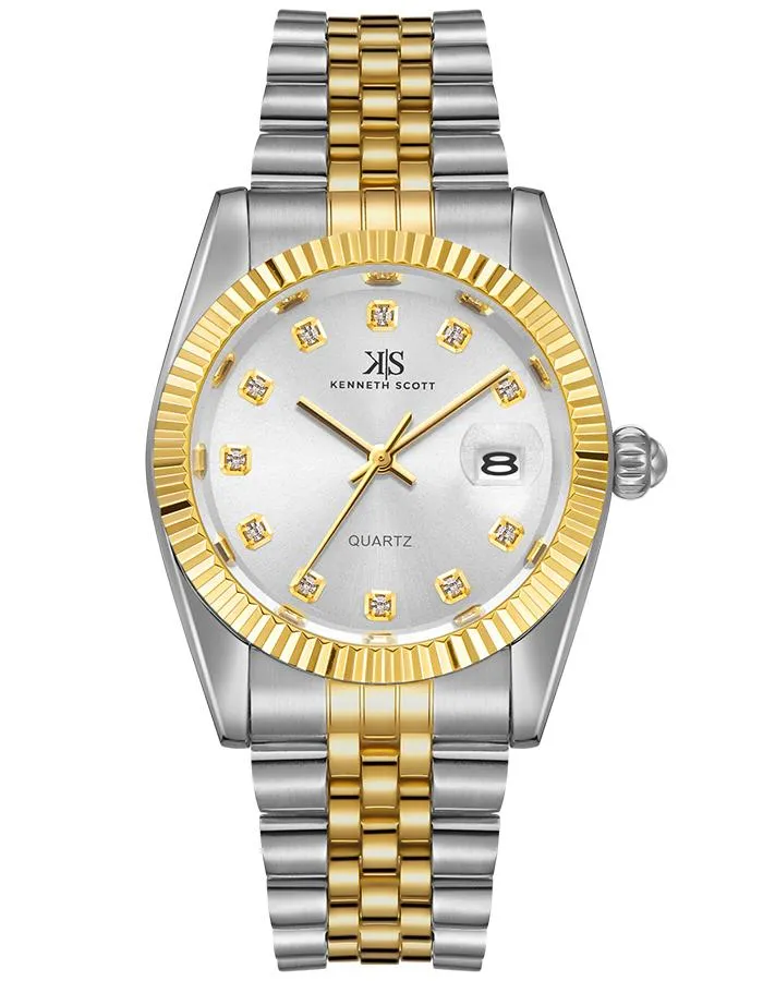 Kenneth Scott Men's White Dial Analog Watch - K22036-TBTW