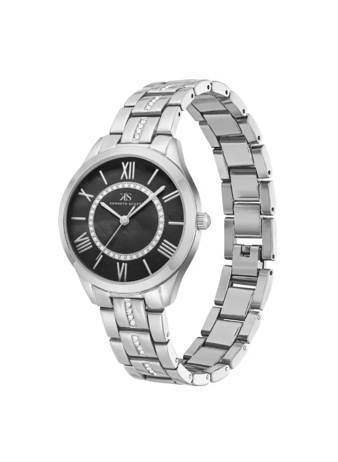 Kenneth Scott Women Black Dial Analog Watch - K23510-SBSB