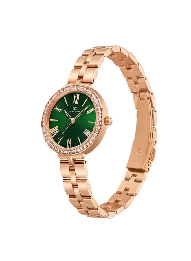 Kenneth Scott Women Green Dial Analog Watch - K23502-RBKG