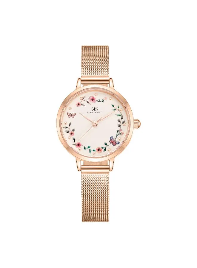 Kenneth Scott Women Peach Dial Analog Watch - K23512-RMKF