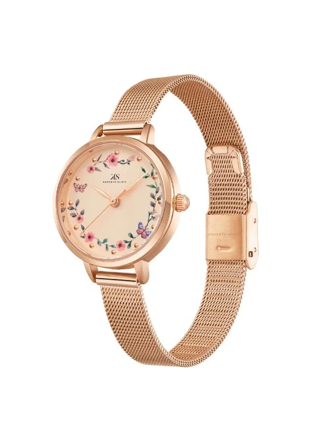 Kenneth Scott Women Peach Dial Analog Watch - K23512-RMKF