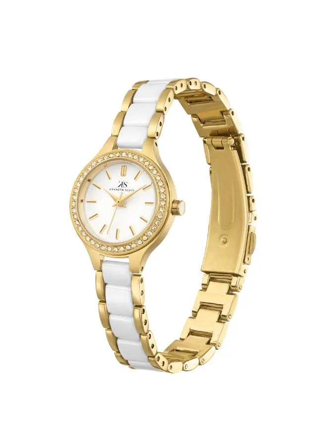 Kenneth Scott Women White Dial Analog Watch - K23509-GCWW