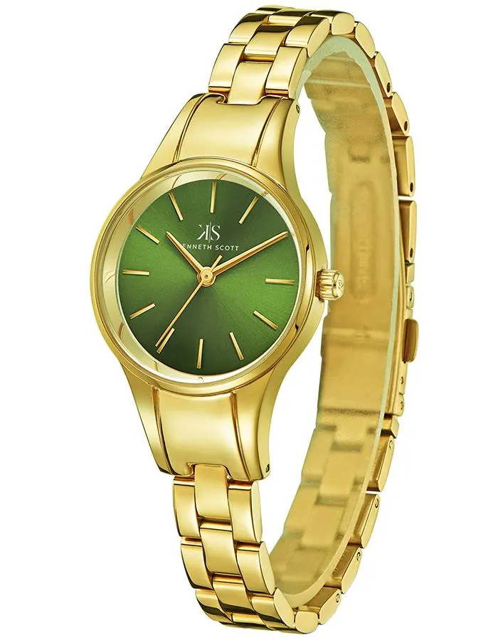 Kenneth Scott Women's Analog Green Dial Watch - K22517-GBGH