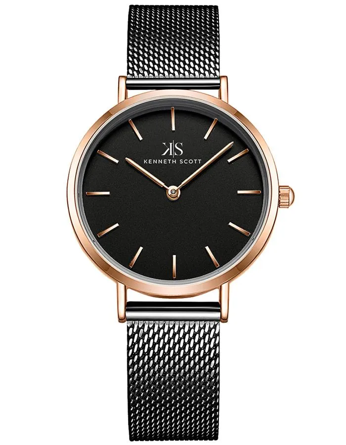 Kenneth Scott Women's Black Dial Analog Watch - K22519-KMBB