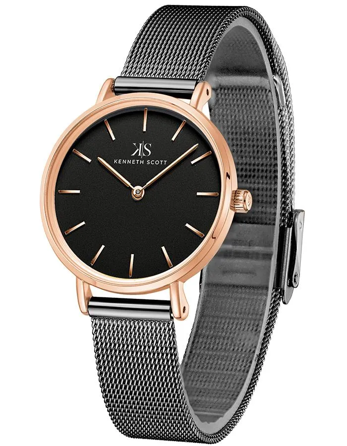 Kenneth Scott Women's Black Dial Analog Watch - K22519-KMBB