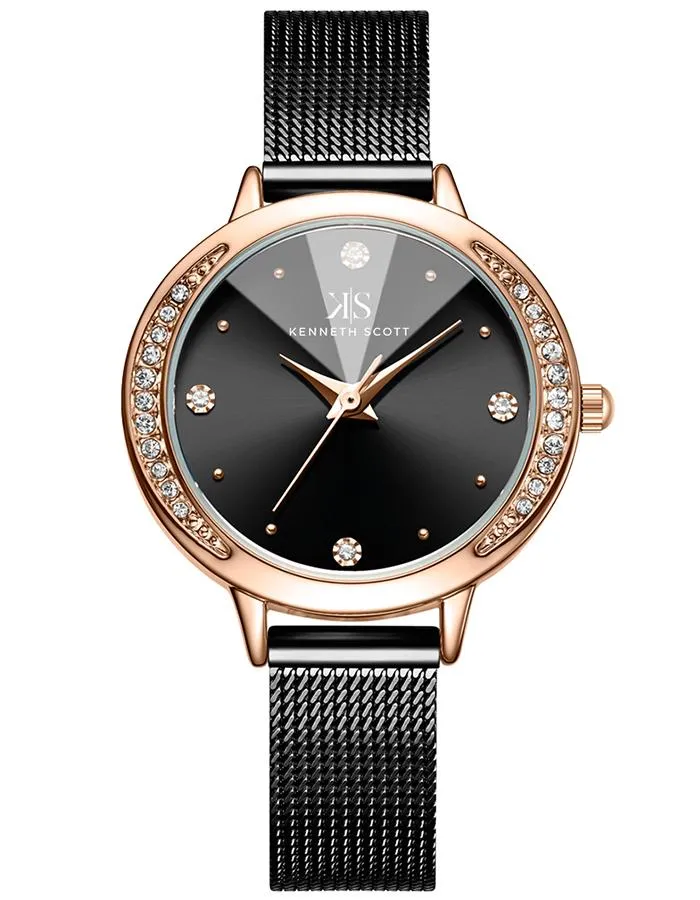 Kenneth Scott Women's Black Dial Analog Watch - K22523-RMBB