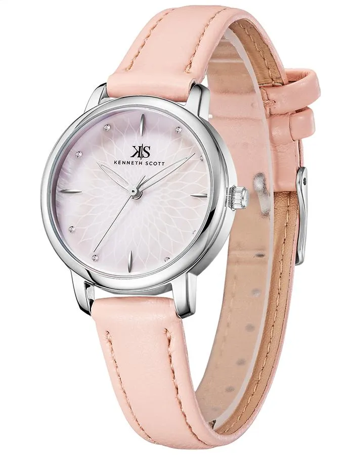 Kenneth Scott Women's Pink Dial Analog Watch - K22524-SLPMP