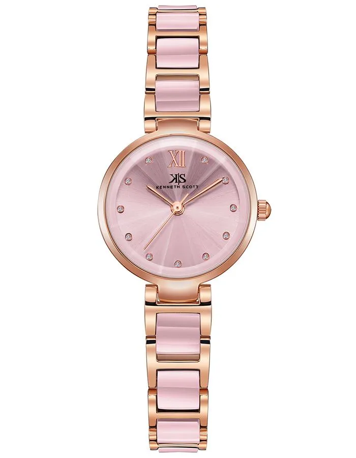 Kenneth Scott Women's Pink Dial Analog Watch - K22531-KCPK