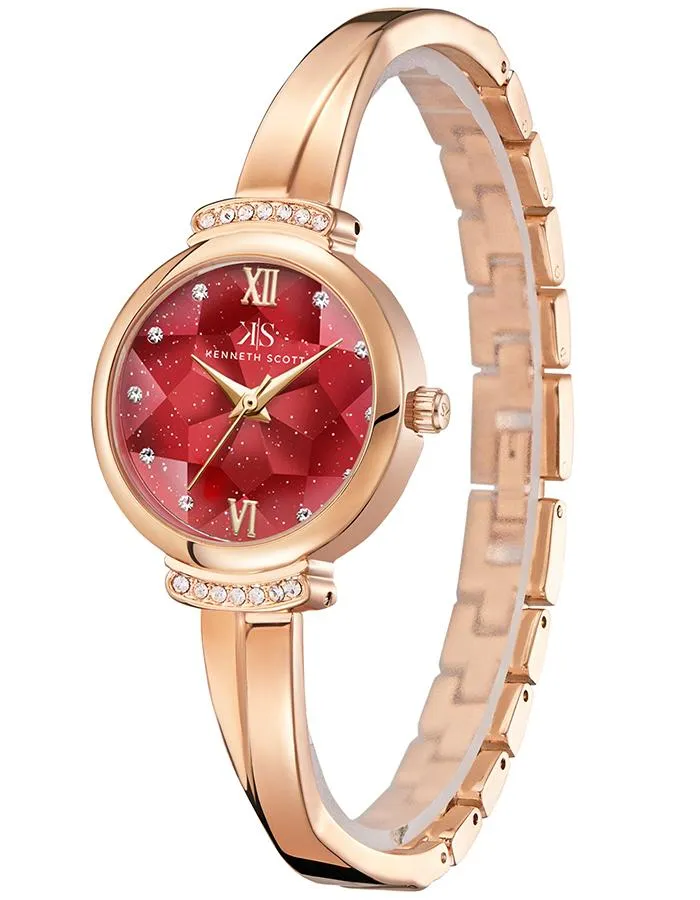 Kenneth Scott Women's Red Dial Analog Watch - K22522-RBKR