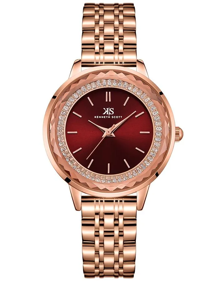Kenneth Scott Women's Red Dial Analog Watch - K22532-RBKR