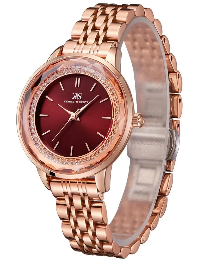 Kenneth Scott Women's Red Dial Analog Watch - K22532-RBKR