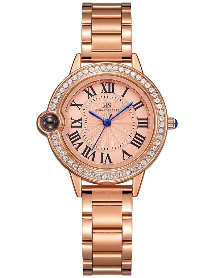 Kenneth Scott Women's Rose Gold Dial Analog Watch - K22530-RBKK