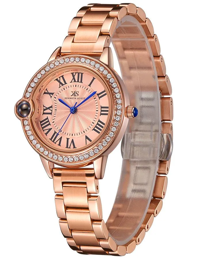 Kenneth Scott Women's Rose Gold Dial Analog Watch - K22530-RBKK