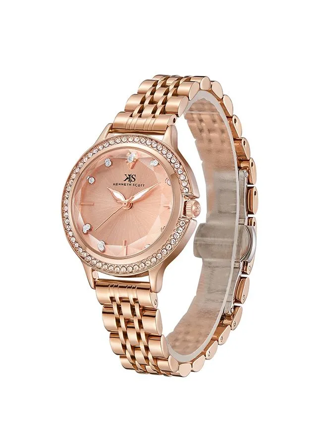Kenneth Scott Women's Rose Gold Dial Analog Watch - K23521-RBKK