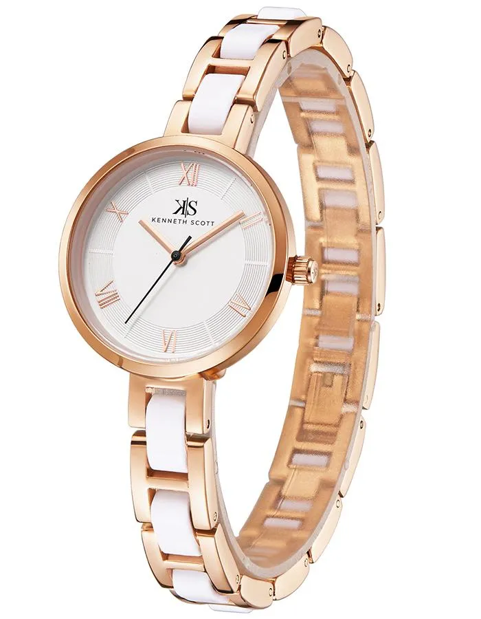 Kenneth Scott Women's White Dial Analog Watch - K22521-KCWW