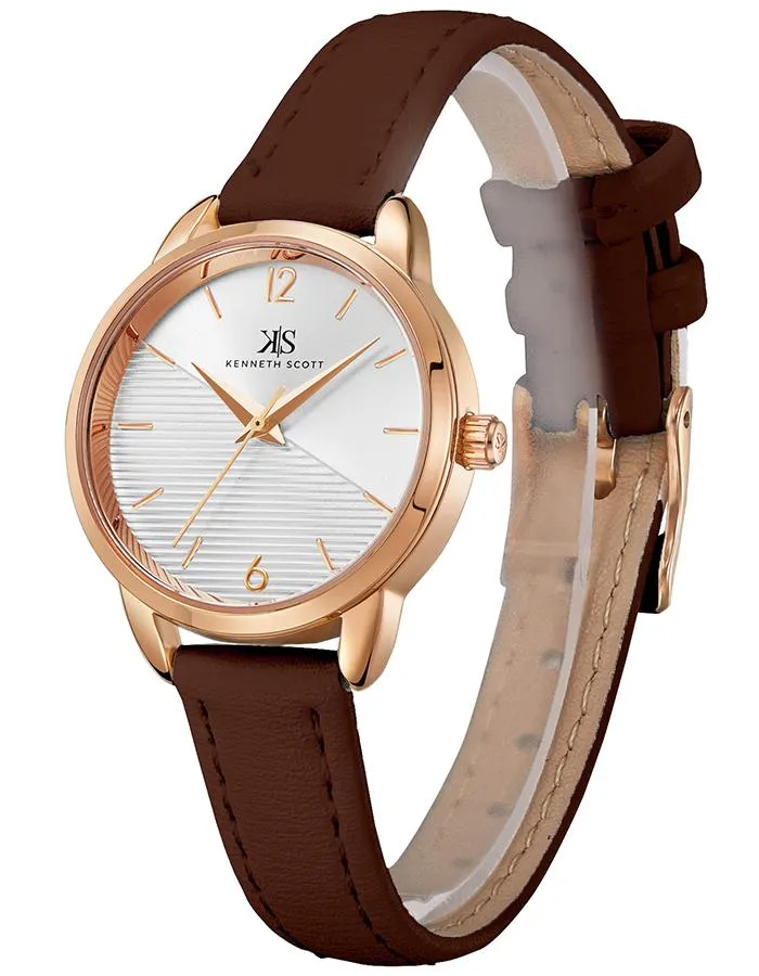 Kenneth Scott Women's White Dial Analog Watch - K22526-RLDW