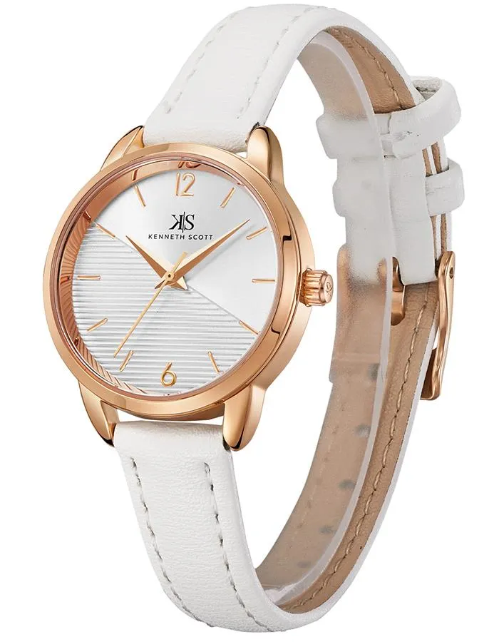 Kenneth Scott Women's White Dial Analog Watch - K22526-RLWW