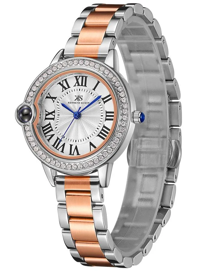 Kenneth Scott Women's White Dial Analog Watch - K22530-KBKW