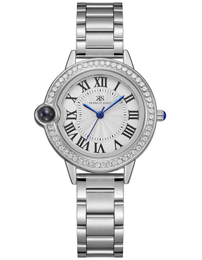 Kenneth Scott Women's White Dial Analog Watch - K22530-SBSW