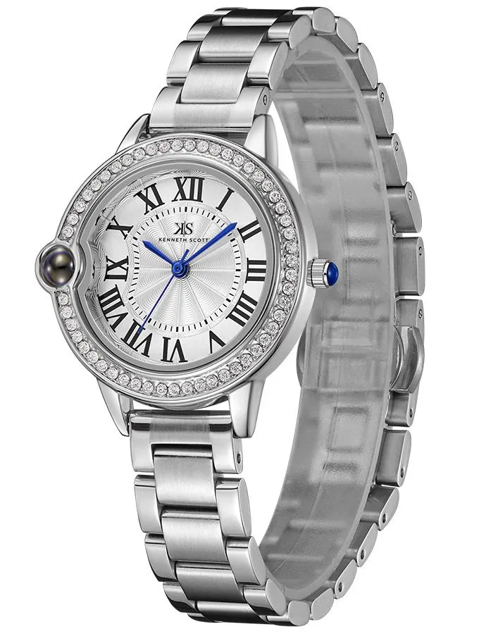 Kenneth Scott Women's White Dial Analog Watch - K22530-SBSW