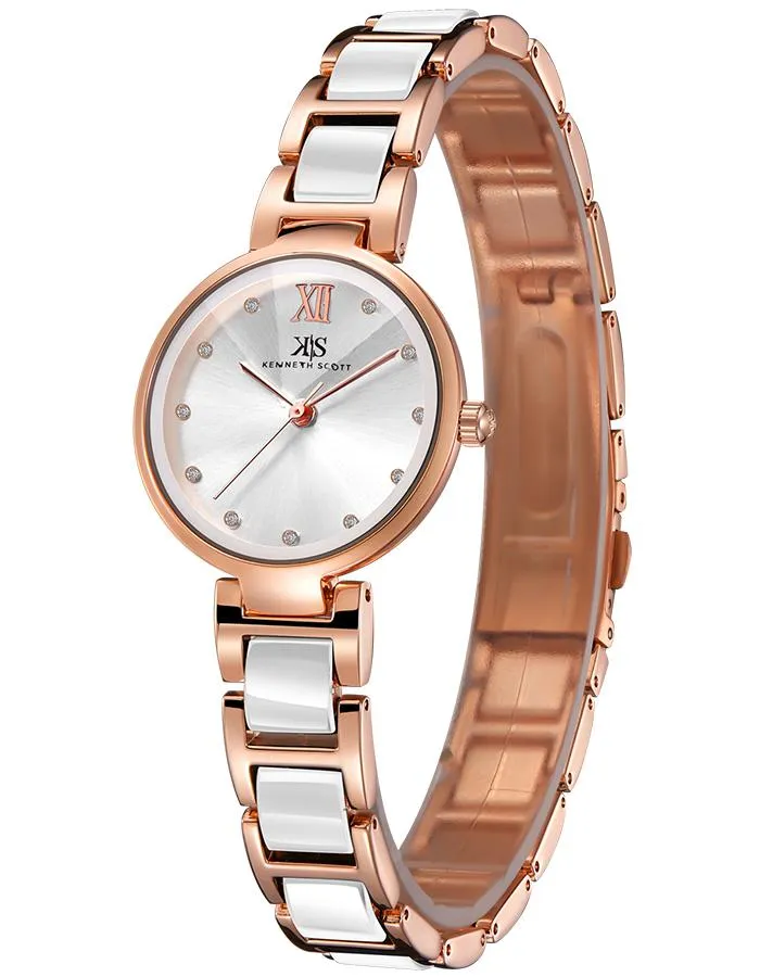 Kenneth Scott Women's White Dial Analog Watch - K22531-KCWW